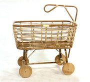 Cradle for children in rush with wooden wheels 97x57xh.43 - 79 cm