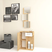 Entrance furniture with mirror 1 door 1 drawer white oak 60x35xh.186 cm