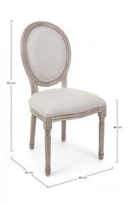 2x Natural white chair in classic style upholstered fabric