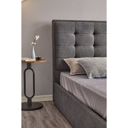 Dark Grey Fabric Double Bed with Storage - 171cm x 209cm x 115cm
