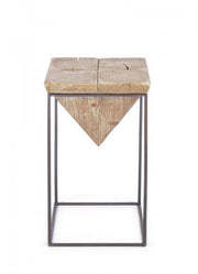 Steel stool with seat in PRISMY fir wood 31x31xh.55 cm