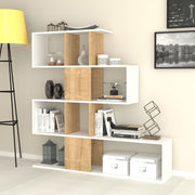 Bookcase shelf 4 levels 9 compartments white and oak 145x29xh.145 cm(D2306KTL145M011)