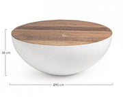 Design style white coffee table in recycled wood cm Ø90 - 38