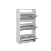 Shoe rack with 3 flaps, white and concrete structure, 61x25xh.115 cm