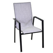 Armchair in aluminum and anthracite Cleveland textline