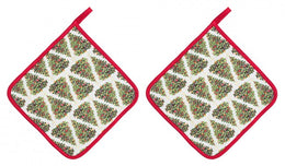 Set of 8 Xmas Tree White Pot Holders - 8x