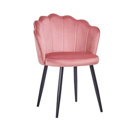 Velvet Pink Chair with Black Metal Legs 64x58x80 cm
