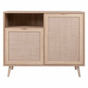 Sideboard with two doors and open compartment with wicker effect BALI 101x40x h87 cm