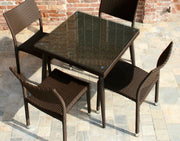 Polyrattan table Adila square walnut with glass cm90x90xh77