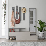 Taupe and anthracite hallway furniture with Ramda mirror 137x35xh.154 cm
