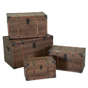4 trunks in brown eco-leather wood