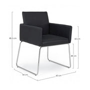 Chair with armrests in imitation leather Black SIXTY 60x54x h80.5 cm