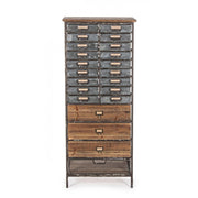 OFFICINA chest of drawers in steel and wood 129.5h cm