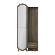 Walnut entrance with mirror door and Kerry drawer 80x35xh.180 cm