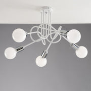 Urban ceiling lamp in white iron with chrome finish five lights 52x h33 cm