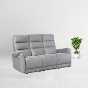 Light Grey 3-Seater Sofa with 2 Electric Recliners - 187 x 98 x 109 cm
