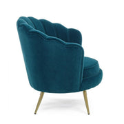 Vintage retro armchair in peacock blue velvet cm 80 x 76 x84 h