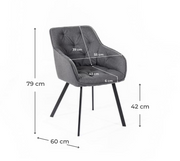 Set of 2 Fabric Chairs - 60cm x 55cm x 79cm