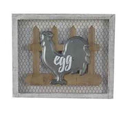 Wood metal picture hen egg cm46x38x3
