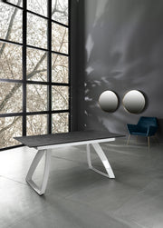 Extendable table with aluminum legs and black top 170/270x90x76h cm