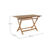 Rectangular folding garden table 120x70x h73 cm