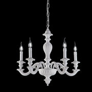 5 lights shabby white wood and pulp chandelier