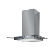 Wall-mounted extractor hood in steel and glass and halogen lamp 60x50cm
