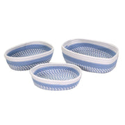 Fabric basket 1-3 blue white oval cm28x23h7,5