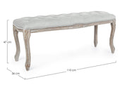 Classic gray velvet wood bench Mathilde 110 x 36 x 47 cm