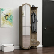 Walnut entrance with mirror door and Kerry drawer 80x35xh.180 cm