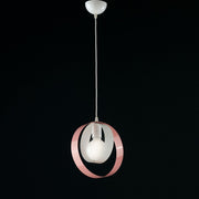 Chandelier bedroom suspension in iron White Pink one light 25x h27 cm