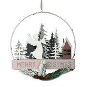 Water green led angel metal wood garland cm24x3,5x40,5