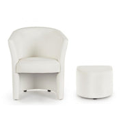Leatherette armchair with removable pouf White RITA 64,5x 59,5x h78 cm