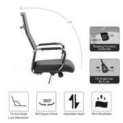 Folkvan office armchair with chrome base in black eco-leather