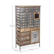 OFFICINA chest of drawers in steel and wood 132.5h cm