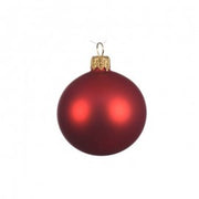 Opaque red Christmas bauble in glass cm 8