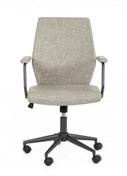 Low back office armchair in light gray eco-leather Jamie