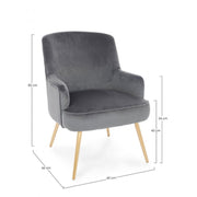 Clelia gray armchair with gold velvet effect