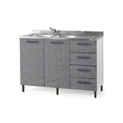 Concrete gray kitchen sink with drawer DX Cm 120x50xH 85