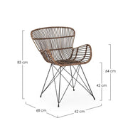 Rustic armchair in natural fibers Ventrus Croco