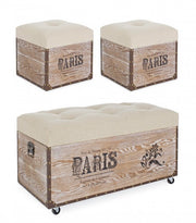 Set of 3 beige MDF poufs TAVEL PARIS