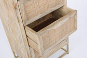 Chest of 5 drawers in natural wood in vintage style