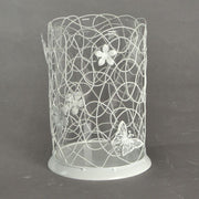 Large white metal candle holder w/butterflies cm13x13h20