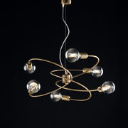 Suspension lamp in brushed bronze iron six lights 55x h30 cm