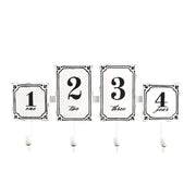 White 4-seater metal hanger with numbers cm46x23x6,5