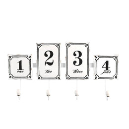 White 4-seater metal hanger with numbers cm46x23x6,5