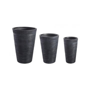 Set of 3 tall black graffiti vases