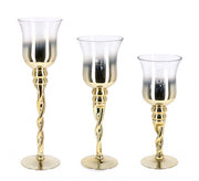 Set of 2 Artha Gold Chalice Candle Holders