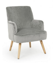 Vintage living room armchair in gray velvet ADELINE 60x67x h79 cm