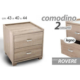 Comodino cameretta rovere cm 43 x 40 x 44  h due cassetti